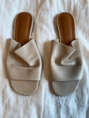 Clergerie Cream Leather Slide Sandals 39.5